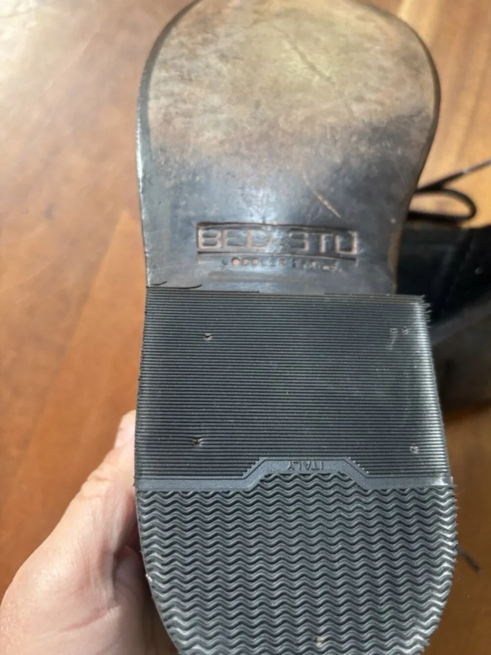 Bed|Stu Men’s Size 10 Black Distressed Leather Lace-Up Oxford Shoes Handmade